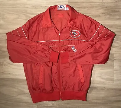 San Francisco 49ers Windbreaker Jacket Vintage Starter L Nylon Great Condition • $60