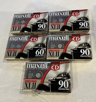Lot Of 5 Maxell XLII 90-minute Blank Audio Cassette High Bias Sealed New Tapes • $19