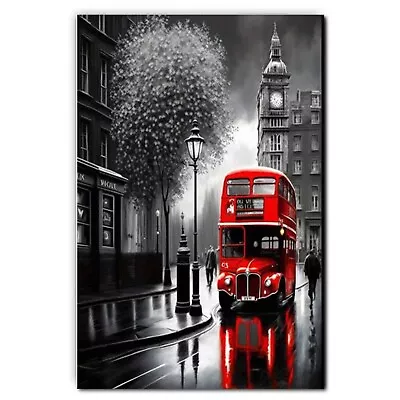 London Red Bus Wall Artwork Sign Printed On Sheet Metal Aluminium • £4.99