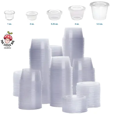 200 Clear BPA-Free Plastic Portion Cups With Lids For Sauce Multiple Sizes • $28.93