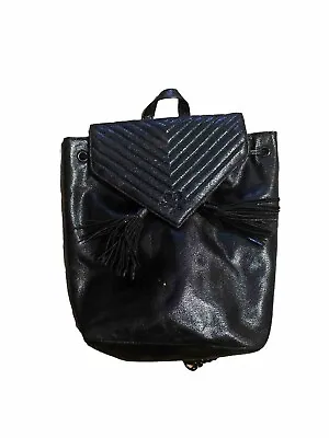 Victoria’s Secret Backpack Black Glistening Pebble Leather Look  Tassels • $18
