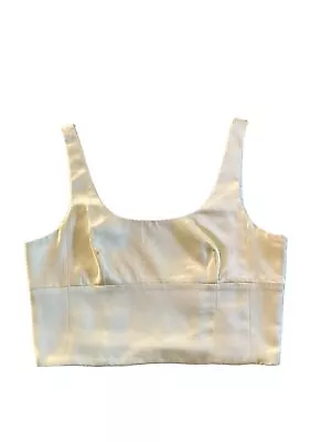 Jason Wu Yellow Satin Crop Top Size Medium NWT MSRP $195 • $33.99