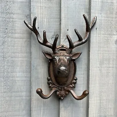 £25 • Buy Stag Head Coat Hook Wall Mounted Deer Head Taxidermy Antlers Animal Rack Vintage