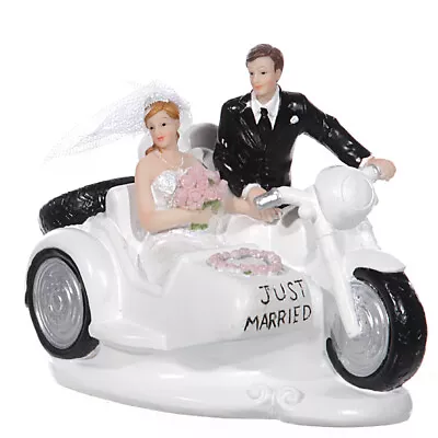 Motorcycle Sidecar Cake Figurines Wedding Decoration Topper Bride And Groom • $62.60