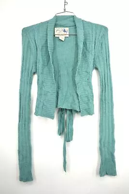 Snow Bunny Womens Winter Wear Blue Tie Front Long Sleeve Cardigan Size Large • $12.70