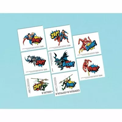 $4.49 • Buy Justice League Party Supplies Heroes Unite Temporary Tattoos X8 Batman Superman