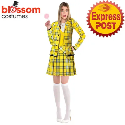 CA2037 Clueless Cher Costume Yellow No Clue School Girl 90s Film TV Fancy Dress • $69.95