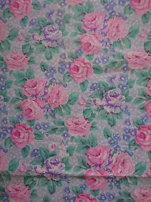 Vintage Cabbage Rose Floral Cotton Cottagecore Fabric 212 Cm X 170 Cm New • £19.99
