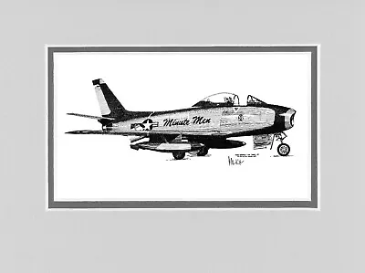 JOE MILICH North American F86 Sabre Minute Men 1978 Double Matted Art Print • $19.99