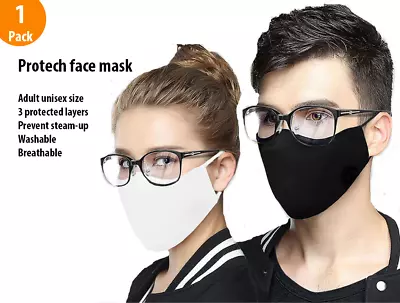 Protech Prevent Steam-up Washable Breathable Fabric Face Mask For Glasses Wearer • £4.99