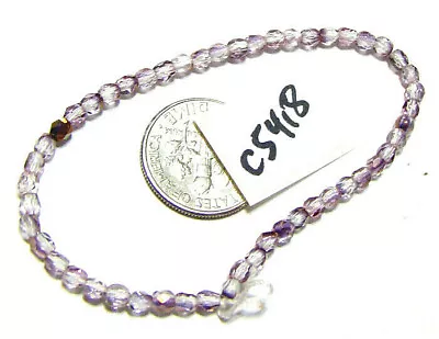 Czech Glass Faceted Round Bead CRYSTAL PURPLE IRIS 3mm NOS Approx 50  C5418 • $1.20