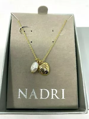 Nadri Capri Imitation Pearl Charm & Pave CZ Pendant Necklace- New In Box W/ Tags • $17