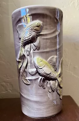 Vintage Royal Copley Mid Century Modern Hand Painted Raised Koi Fish Vase • $19