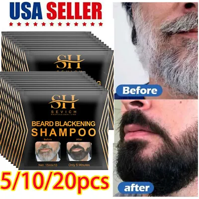 20X SEVICH Men Beard Hair Color Fast Dye Black Mustache Beard Darkening Shampoo • $17.65