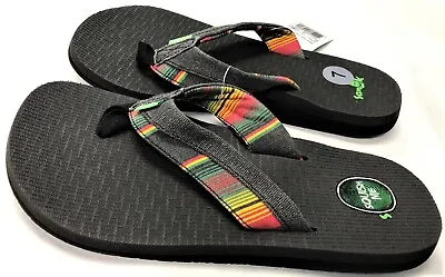 Sanuk Flip Flops Mens Canvas Comfort Multi Sandals Slipper Beer Cozy Light Funk • $72