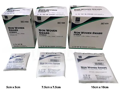 Premier Sterile First Aid Gauze Swabs Non-Woven Medical Dressing 5cm7.5cm10cm • £11.45