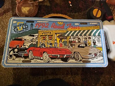 Vintage Sealed License Plate 12” X 6” Celebrating The 1992 Corvette Tour.  • $25