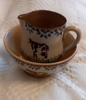 Rare Vintage Nicholas Mosse Pottery Ireland Brown Cow Small Creamer And Bowl • £35