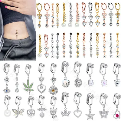 $1.91 • Buy Faux Body Piercing Navel Clip On Belly Button Rings Fake Belly Piercing 🔥