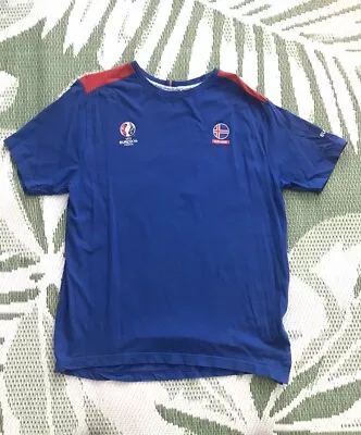 UEFA Euro 2016 France Iceland Official Football T-shirt Cotton Top Size M • £6.99