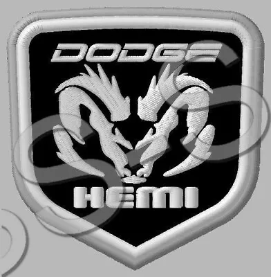 DODGE HEMI EMBROIDERED PATCH IRON/SEW ON ~3-5/8  X 3-1/2  RAM ENGINE MOTOR V8 • $12