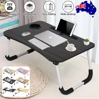 Laptop Stand Table Foldable Desk Computer Study Bed Adjustable Portable Cup Slot • $21.33