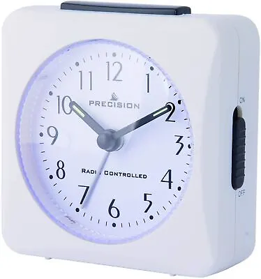 Precision Radio Controlled Analogue Table Crescendo Alarm Clock White PREC0050 • £16.52