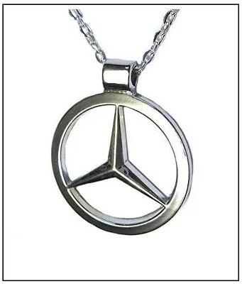 ForeverHandCrafted MERCEDES BENZ Necklace - Chrome Steel Car Auto Pendant 24  • $12.99