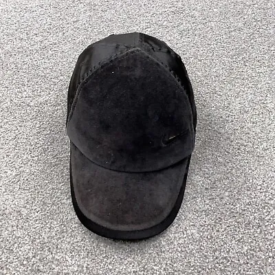 Vintage Nike Hat Cap Black Velvet Valor Strap Back Ladies Womens Y2K Cyber 00s* • £14.51