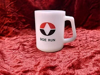 Vtg Federal Wht Milk Glass Coffee Mug  Advertising DOE RUN & Survivor/winter '78 • $9.90