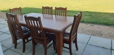 $98 • Buy Pine Dining Table With X6 High Back Chairs Used