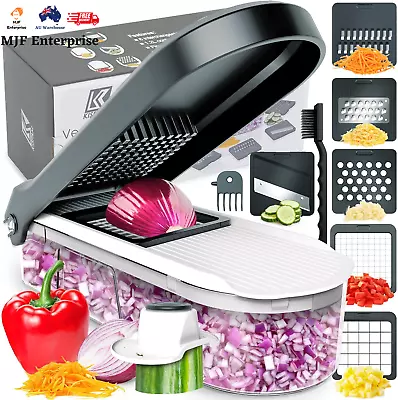 Vegetable Chopper 6-In-1 Mini Chopper Mandolin Slicer With Finger Guard Clean • $49.95