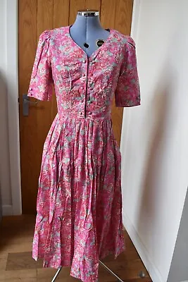 £18 • Buy Vintage Laura Ashley Pink Floral Dress Size UK 10