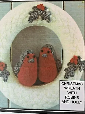Knit A Christmas Wreath With Robins & Holly .. Knitting Pattern  • £1.99