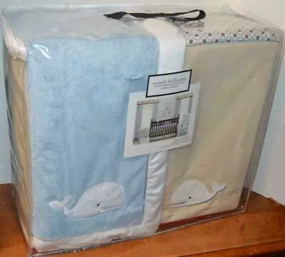 WENDY BELLISSIMO Snug Harbor Whales 3P CRIB SET NEW $225 • $42.49