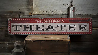 Theater Home Theater Decor Movie - Rustic Distressed Wood Sign • $149