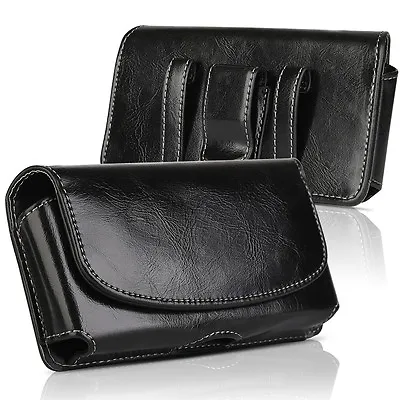 Horizontal Business Men's Leather Cell Phone Pouch Case Cover Belt Loop Holder • $6.19