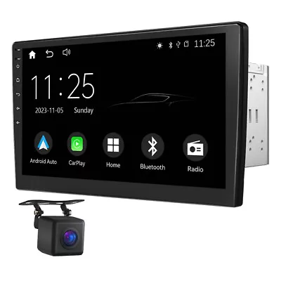 CAM+Wireless Android Auto Apple CarPlay Double Din 10.1  Car Stereo Radio USB SD • $179.32