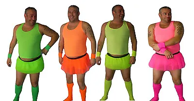 Stag Party Costumes Neon Guys 3 Piece Set Mens Funny Tutus Party Outfits • £15.95