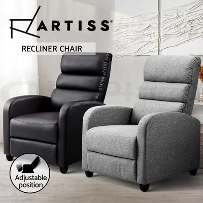 $221.82 • Buy Artiss Recliner Chair Chairs Lounge Armchair Sofa Leather Black Brown Luxury
