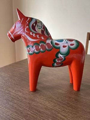 Vintage Swedish Red Dala Horse Figurine Nils Olsson Akta Dalahemslojd 10  Tall • $125