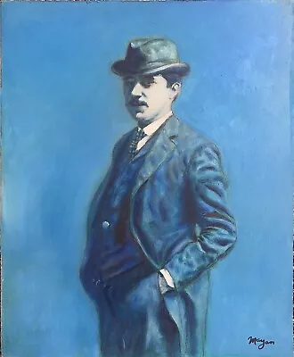 “Man With A Hat” Oil Painting By Earl Mayan • $310