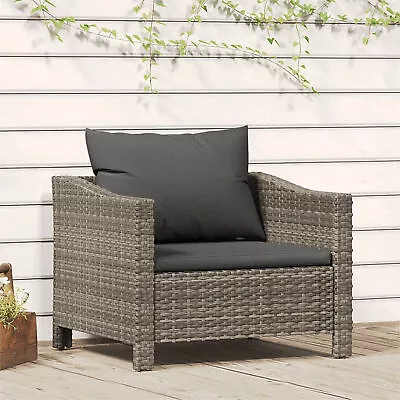 Garden Armchair With Cushion Grey Poly Rattan V2Y0 • $263.59