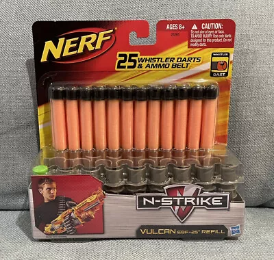 NEW RARE Nerf 25 Whistler Darts & Ammo Belt N-Strike Vulcan EBF-25 Refill 2009 • $89