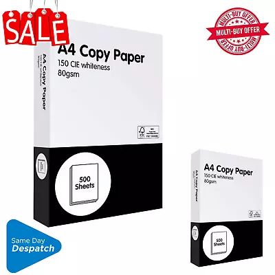 A4 Paper White 80gsm Printer Copier Office Printing -500 Sheets Per Ream • £8.99