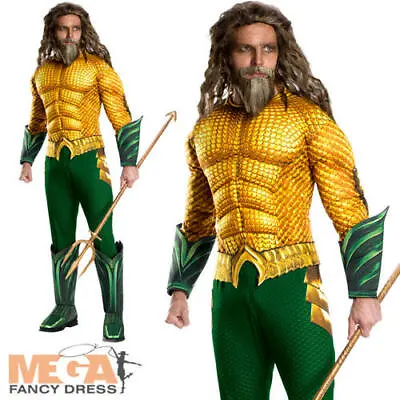 £35.99 • Buy Deluxe Aquaman Mens Fancy Dress DC Comic Film Superhero Adults Costume Outfit