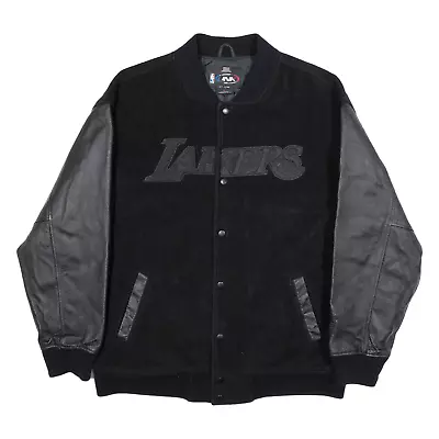 Vintage LINK NBA LA Lakers Mens Varsity Jacket Black Wool 90s USA L • £28.99