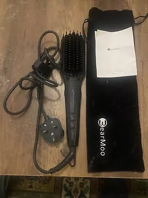 Hair Straightening Brush BearMoo Ionic Heated Straightener Brush -Matte Black • £25