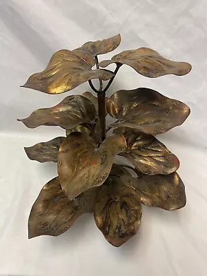 Italy Hollywood Regency Gold Gilt Metal Leaf Leaves Sculpture Vanity Table Decor • $125