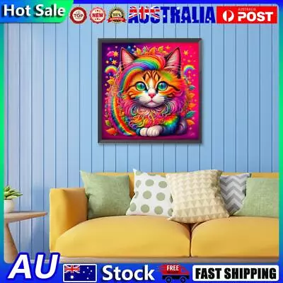 5D DIY Full Round Drill Diamond Painting Colourful Cat Kit Home Decor 30x30cm • $8.94